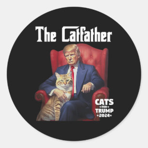 Pegatina Redonda El Gato De Catfather Para Trump 2024