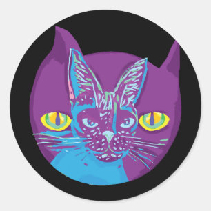 Pegatina Redonda El gato de Schrodinger, artístico