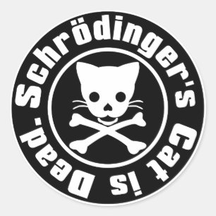 Pegatina Redonda El gato de Schrödinger es muerto