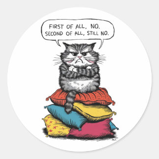 Pegatina Redonda El gato debería estar sentado sobre una pila