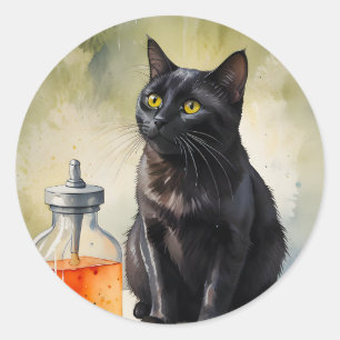 Pegatina Redonda El gato del alquimista