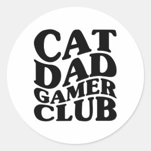 Pegatina Redonda El gato enmarañado papá Gaming Lover Funny