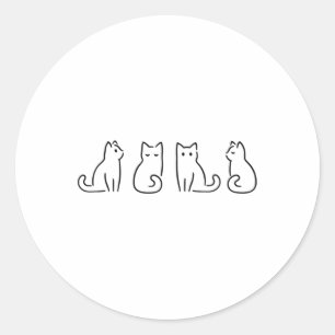Pegatina Redonda El gato enmascara el arte Minimalista