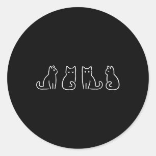 Pegatina Redonda El gato enmascara el arte Minimalista