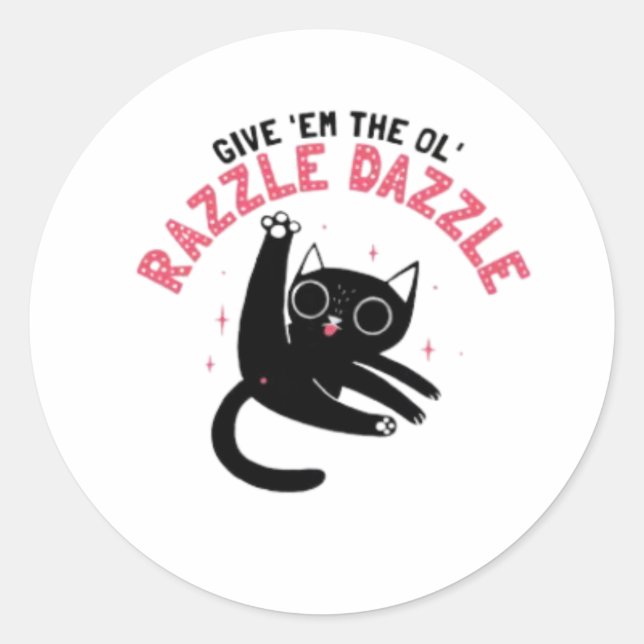 Pegatina Redonda El gato gracioso de Ol' Razzle Dazzle_ (Anverso)
