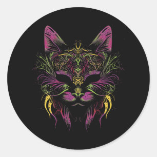 Pegatina Redonda El gato Mardi Gras del Mardi Gras Louisiana Carnav