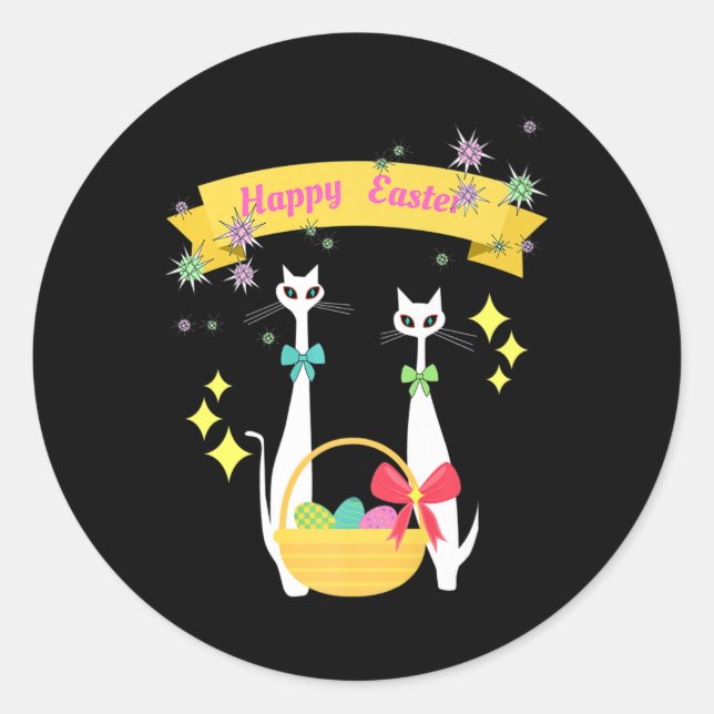 Pegatina Redonda El gato moderno de la era atómica a mediados del s (Anverso)