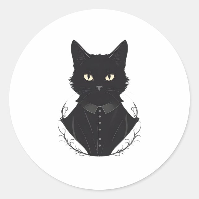 Pegatina Redonda El gato negro encantado de Salem (Anverso)