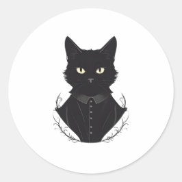 Pegatina Redonda El gato negro encantado de Salem