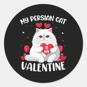 Pegatina Redonda El gato persa es mi Vale de gato persa de San Vale