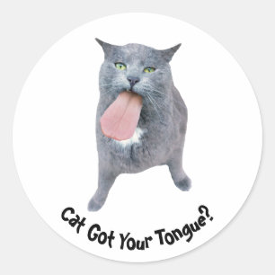 Pegatina Redonda ¿El Gato Tiene Tu Lengua?