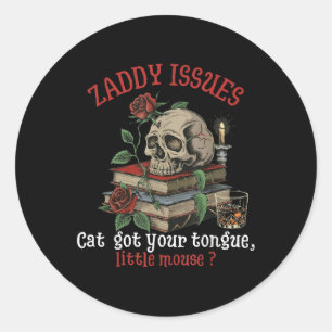 Pegatina Redonda El gato tiene tu lengua, pequeño libro de praderas