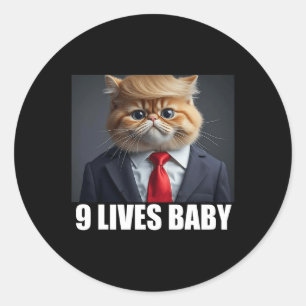 Pegatina Redonda El gato Trump 9 vive a Ba1