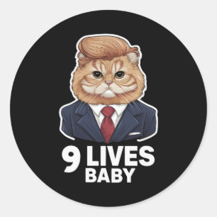 Pegatina Redonda El gato Trump 9 vive a un bebé