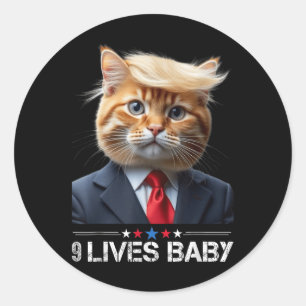 Pegatina Redonda El gato Trump 9 vive a un bebé