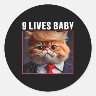 Pegatina Redonda El gato Trump 9 vive a un bebé