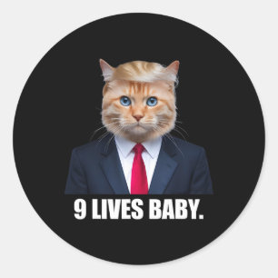 Pegatina Redonda El gato Trump 9 vive al bebé Trump Ganó la victori