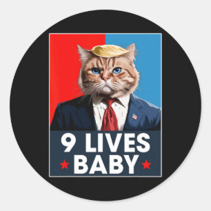 Pegatina Redonda El gato Trump 9 vive un voto gracioso para los gat