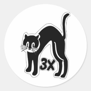 Pegatina Redonda el gato u48 mide el tiempo de 3