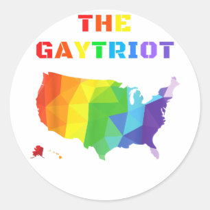 Pegatina Redonda EL GAYTRIOTA. Patriota gay, norteamericano gay, or
