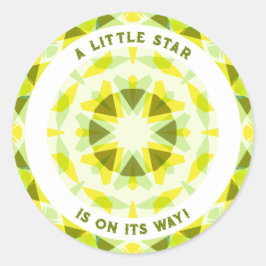 Pegatina Redonda El género de la estrella verde amarillo brillante 