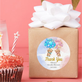 Pegatina Redonda El género del oso revela rosa y azul gracias Pegat