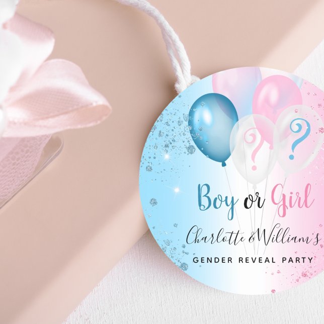 Pegatina Redonda El género revela globos fiestas de chica de niño a (Subido por el creador)