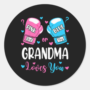 Pegatina Redonda El Género Revela Que La Abuela Rosa O Azul Te Ama