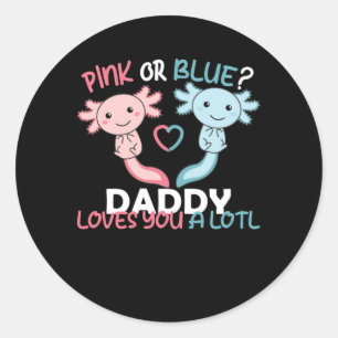 Pegatina Redonda el género revela que papá rosa o azul te quiere mu