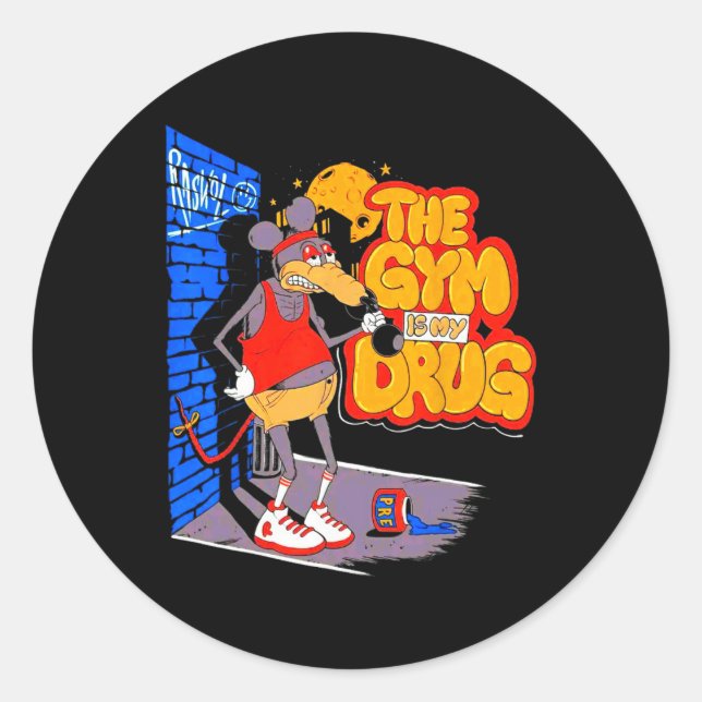 Pegatina Redonda El Gimnasio Es Mi Graciosa Construcción De Haltero (Anverso)