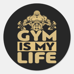Pegatina Redonda El gimnasio me impulsa motivación intensa para el