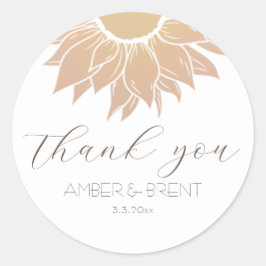 Pegatina Redonda El girasol moderno y simple gracias