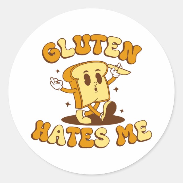 Pegatina Redonda El gluten me odia (Anverso)