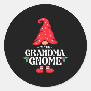 Pegatina Redonda El Gnome Abuela Divertido Familia Pareo Grupo Chri