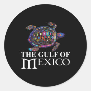Pegatina Redonda El golfo de la tortuga marina de México nunca olvi