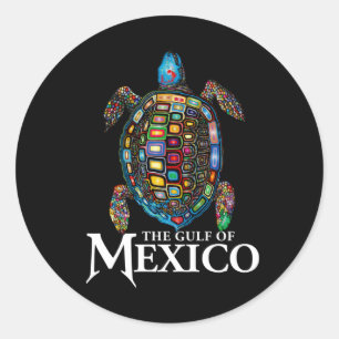 Pegatina Redonda El Golfo De México De La Tortuga Marítima No Olvid