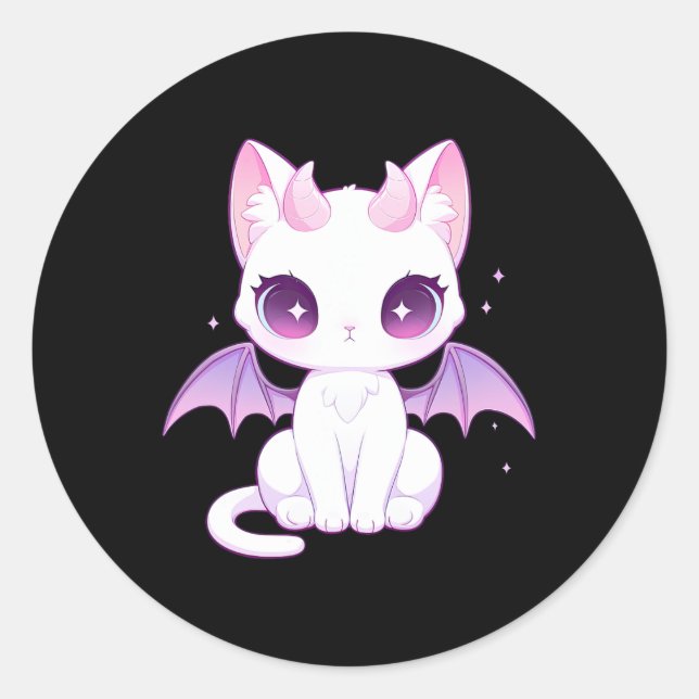 Pegatina Redonda El Gótico Kawaii Pastel Asombroso Bruto Demon Wing (Anverso)