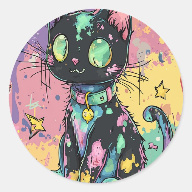 Pegatina Redonda El Gótico Kawaii Pastel Patchwork Gótico Creepy (Anverso)