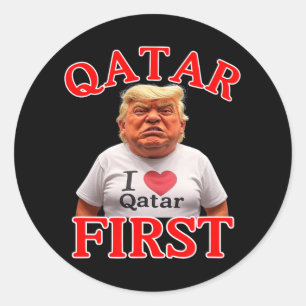Pegatina Redonda El gracioso primer chorro de Trump sobre Qatar des