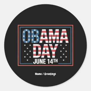 Pegatina Redonda El gracioso tributo del Día de Obama el 14 de juni