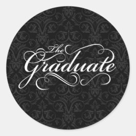 Pegatina Redonda El graduado, elegante negro