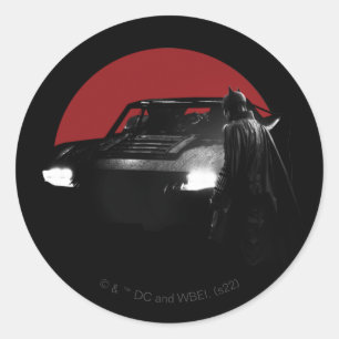 Pegatina Redonda El gráfico Batman y Batmobile