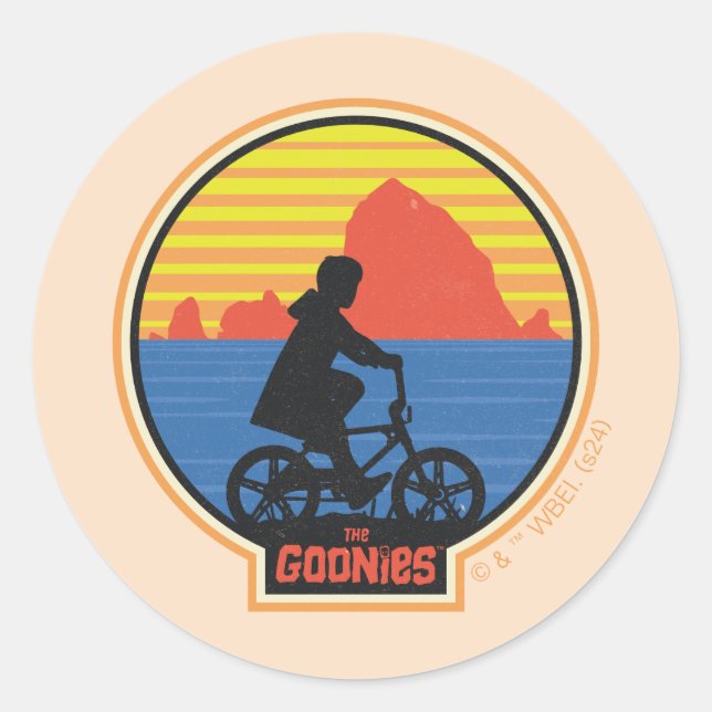 Pegatina Redonda El gráfico de ciclismo Goonies Retro Mikey (Anverso)
