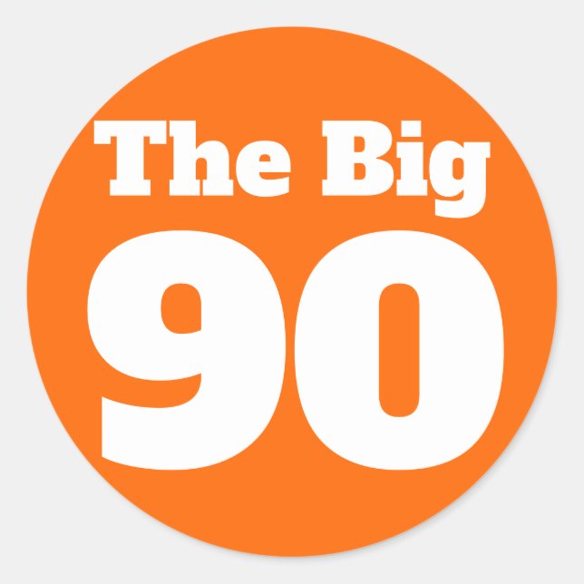 Pegatina Redonda El gran cumpleaños naranja 90 (Anverso)