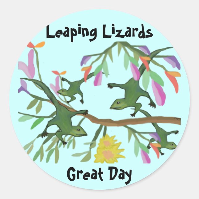 Pegatina Redonda El gran día de los lagartos que saltan (Anverso)