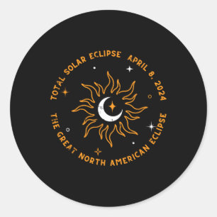 Pegatina Redonda El gran eclipse solar total de Norteamérica en abr