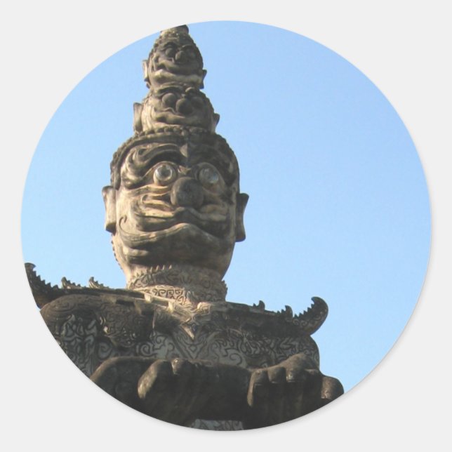 Pegatina Redonda El gran guardián lao .. Parque Buddha, Vientiane,  (Anverso)