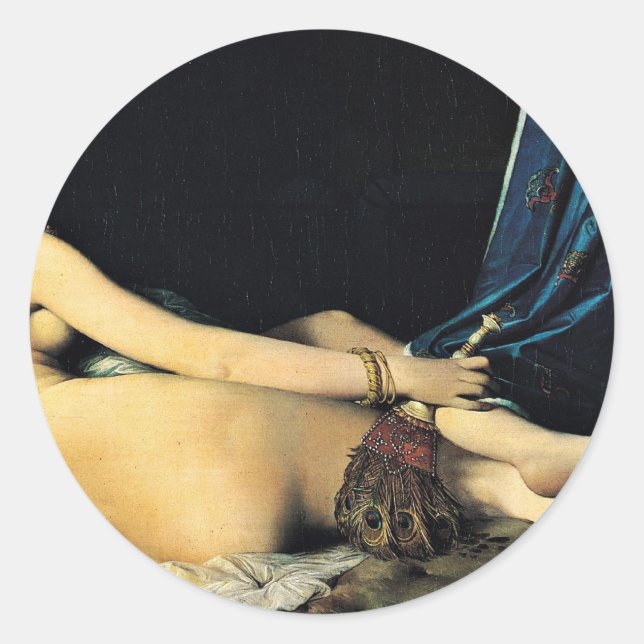 Pegatina Redonda El Gran Odalisque, Français La Grande Odalisque (Anverso)