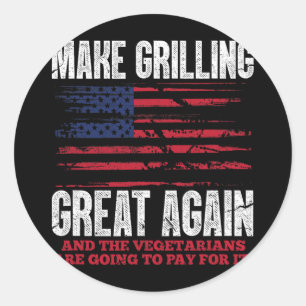 Pegatina Redonda El gran parrillado de nuevo divertido Trump Bbq Pi