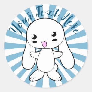 Pegatina Redonda El gran Personalizado de Kawaii Bunny